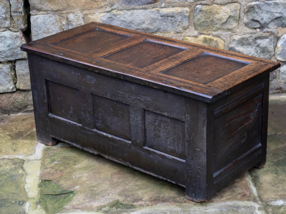 George I Oak Small Panelled Carved Yorkshire Coffer C1722 (Chest or Kist) View XV