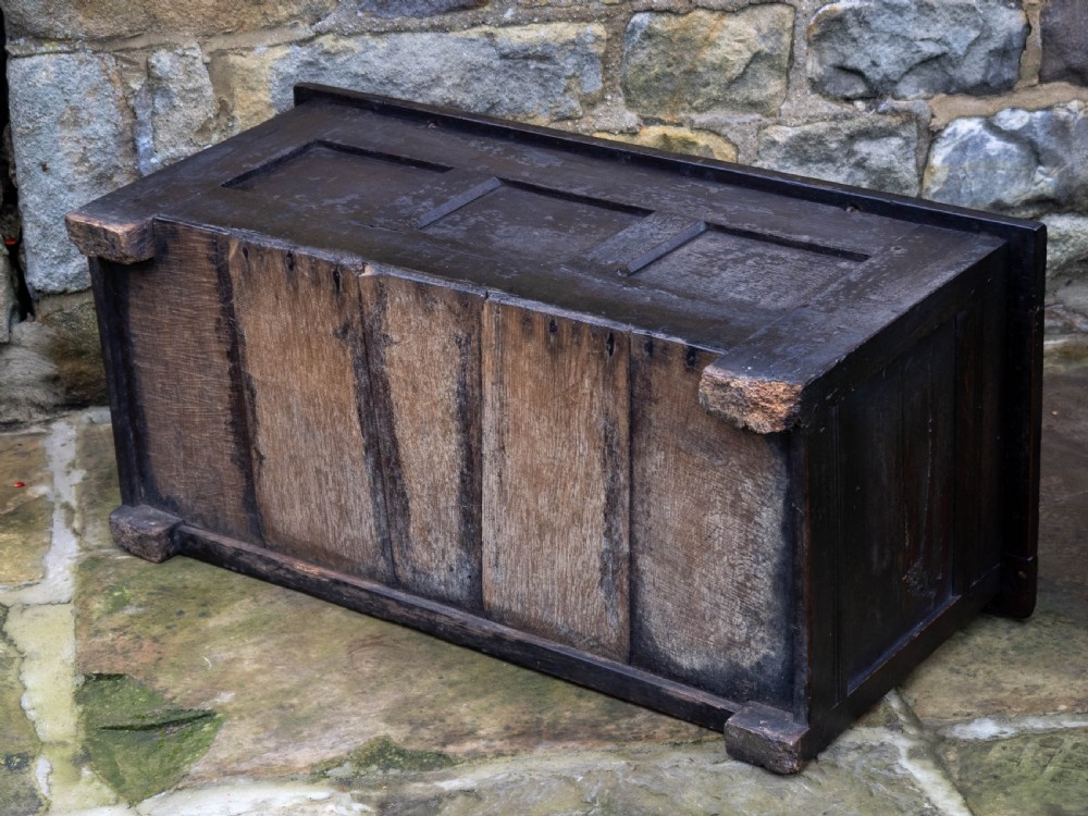 George I Oak Small Panelled Carved Yorkshire Coffer C1722 (Chest or Kist) View XVI