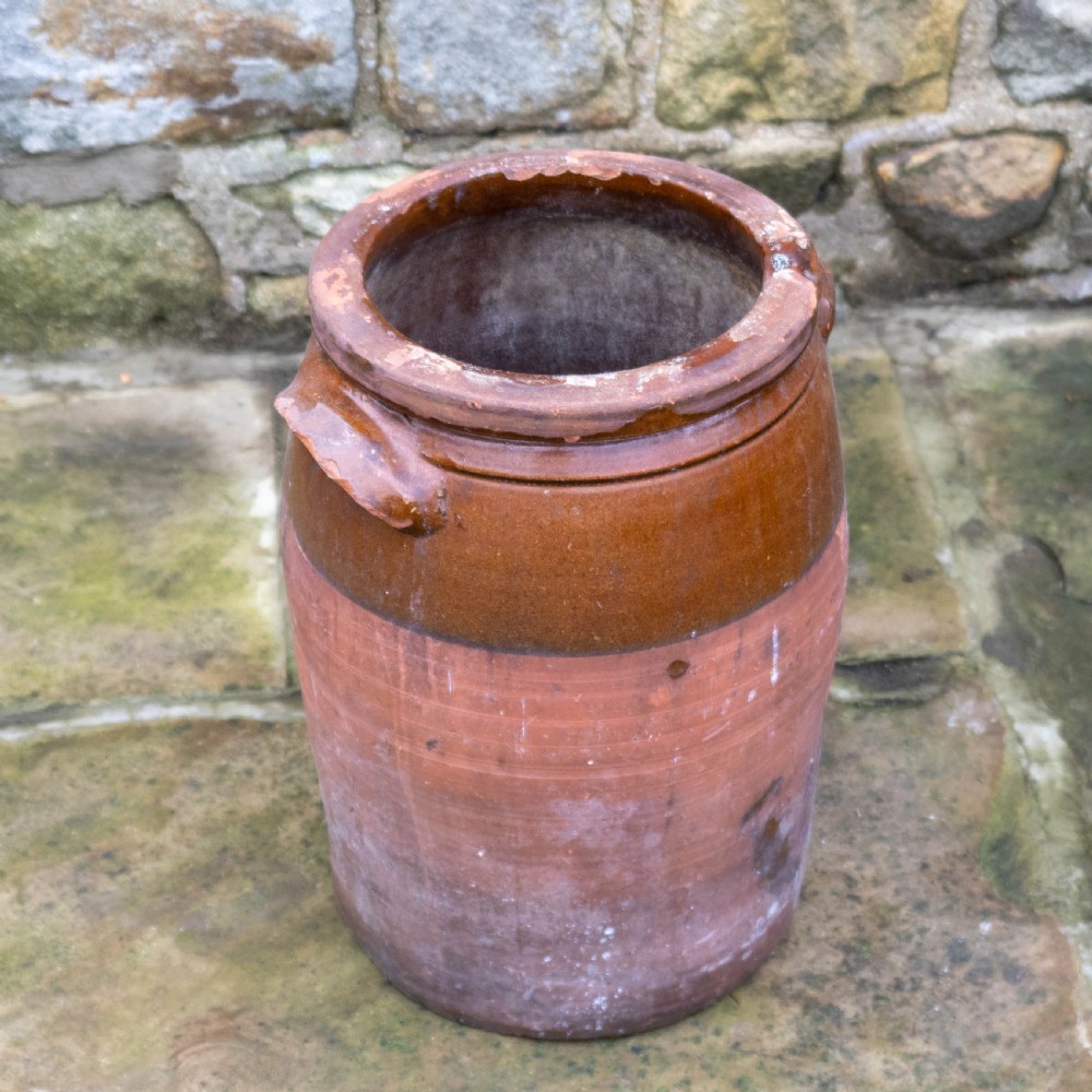 C19th Large Rustic Earthenware Storage Jar / Bread Crock with Lid View VI