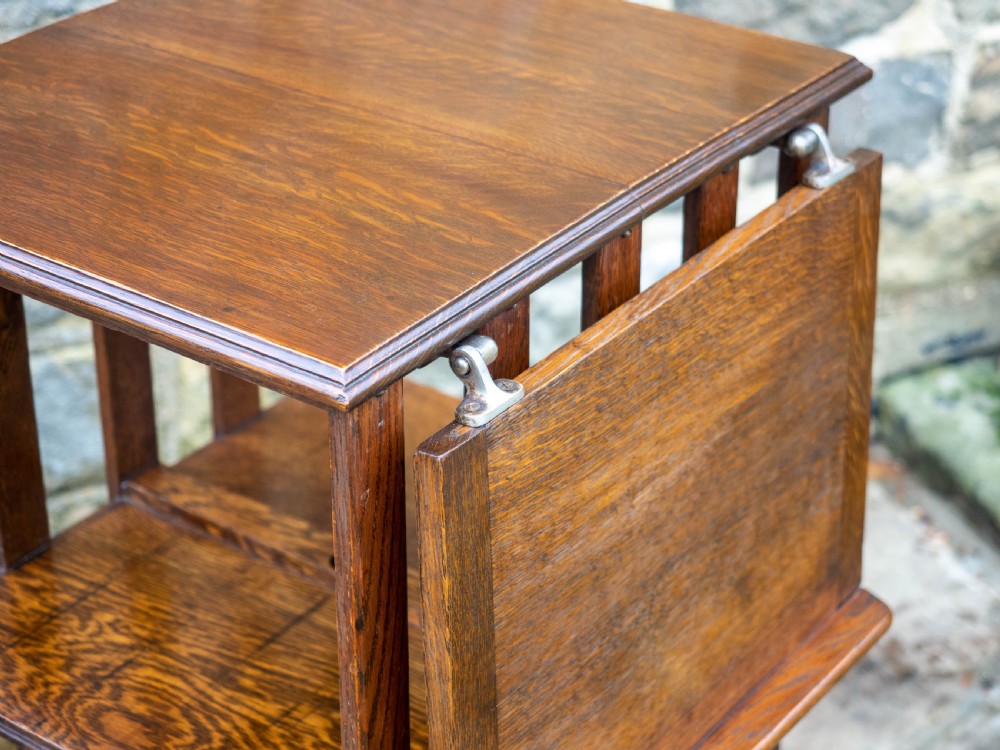 Late Victorian Oak Revolving Bookcase C1900 (Arts & Crafts) View IV