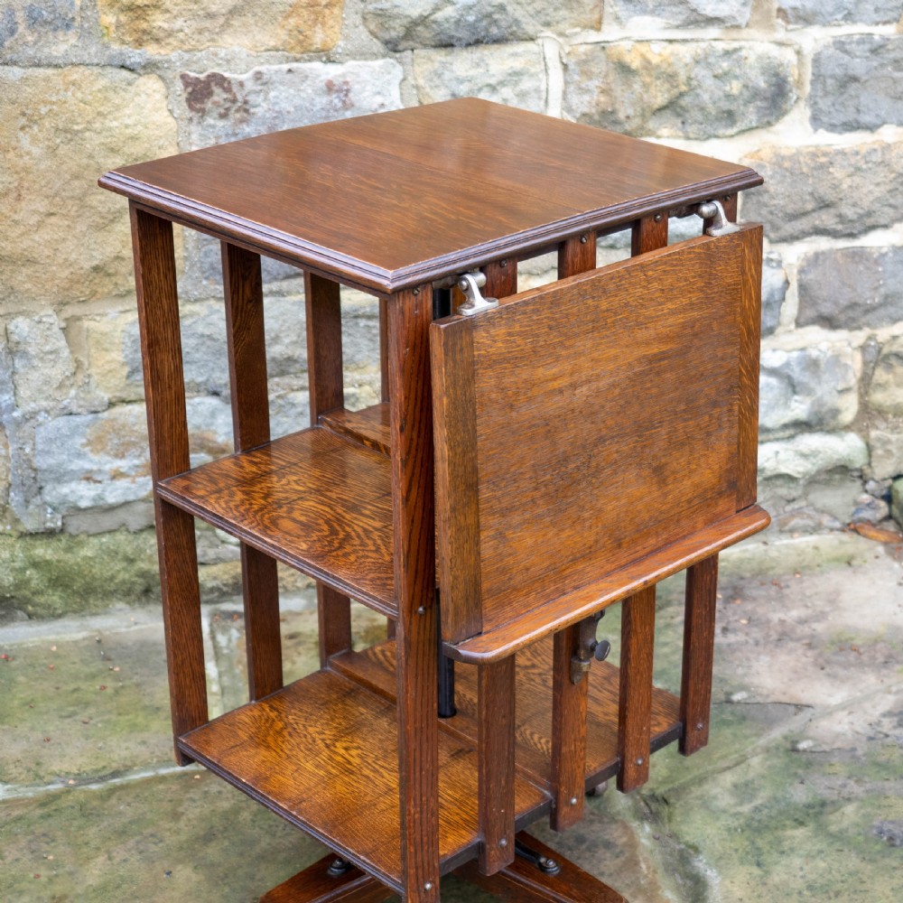 Late Victorian Oak Revolving Bookcase C1900 (Arts & Crafts) View V