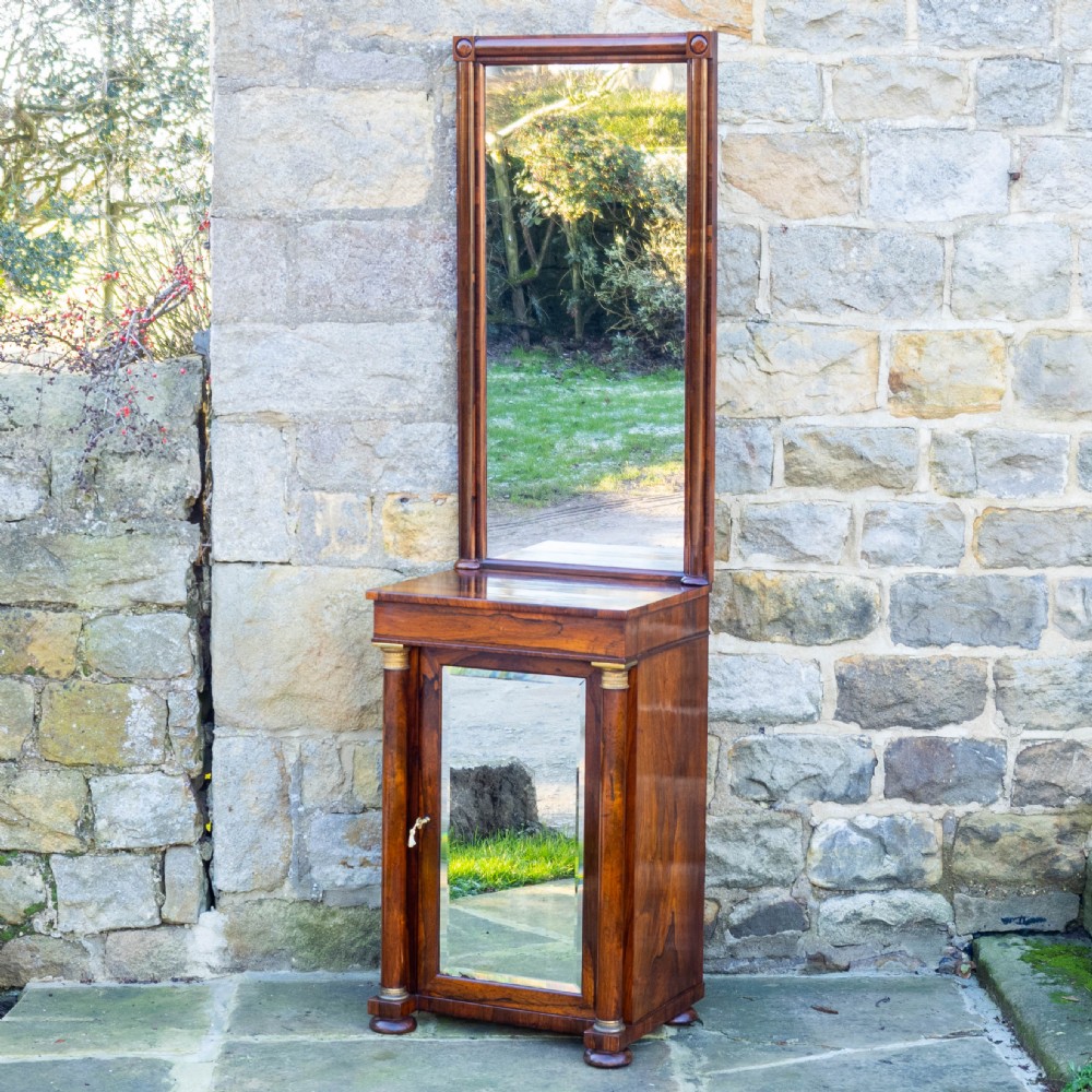 Regency Rosewood Pier Glass Mirror & Cabinet (George IV / III / Georgian)