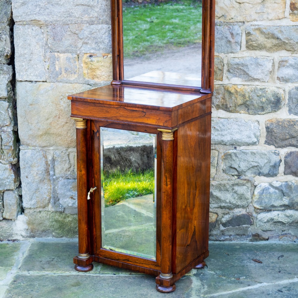 Regency Rosewood Pier Glass Mirror & Cabinet (George IV / III / Georgian) View II