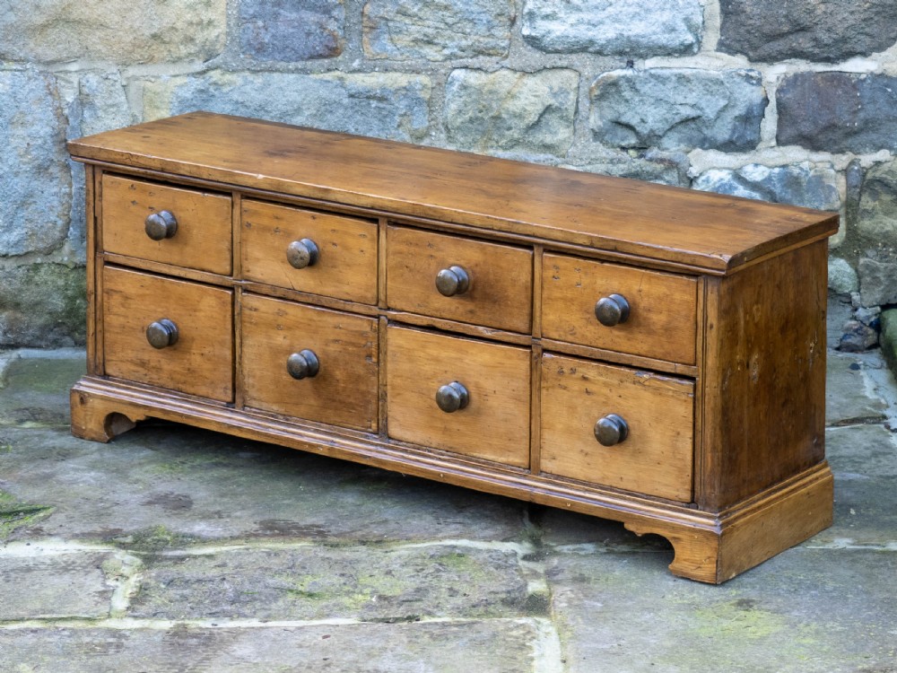 C19th Rustic Country Pine Low Wide Chest of Drawers View III