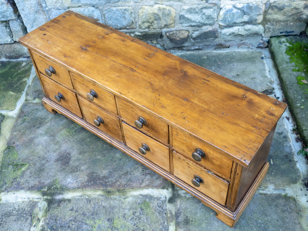 C19th Rustic Country Pine Low Wide Chest of Drawers View VI