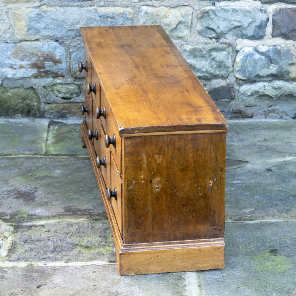 C19th Rustic Country Pine Low Wide Chest of Drawers View IX