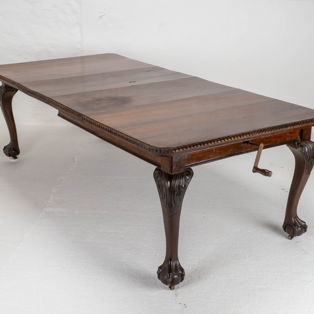 Victorian Chippendale Revival Mahogany 8ft Wind Out Extending Dining Table