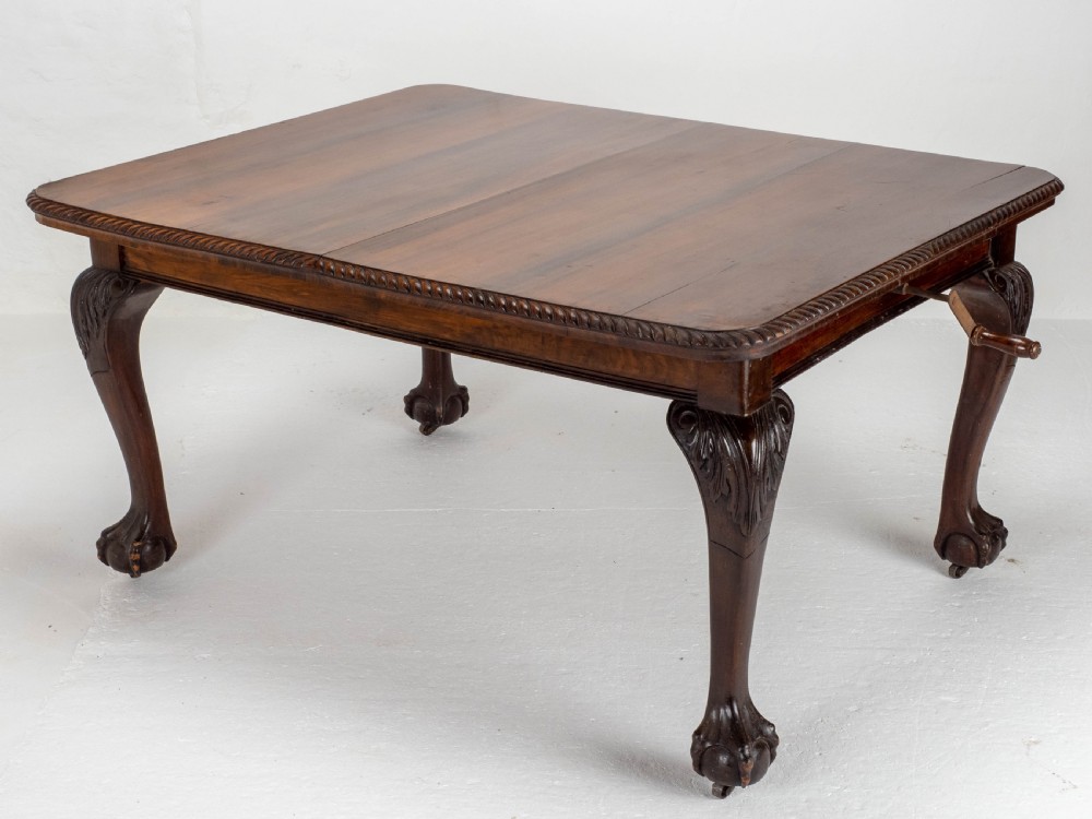 Victorian Chippendale Revival Mahogany 8ft Wind Out Extending Dining Table View II