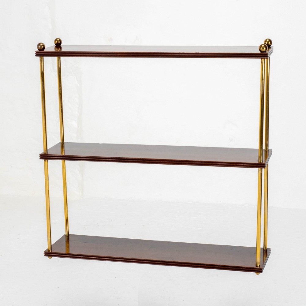 Regency Mahogany & Brass Small Wall Hanging Shelves (Georgian) View II