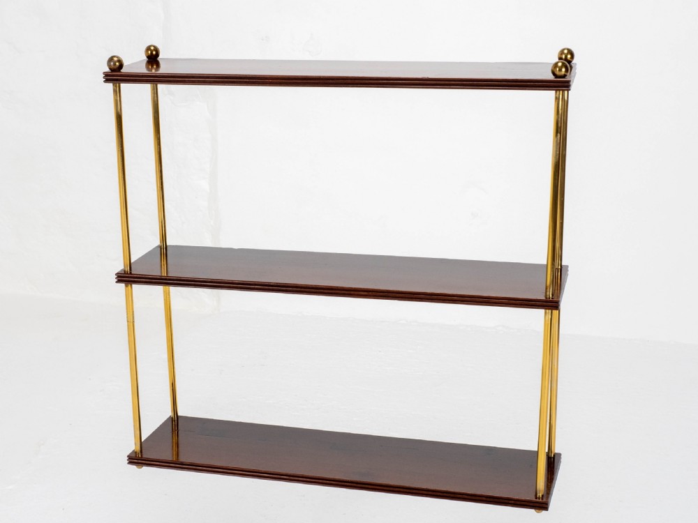 Regency Mahogany & Brass Small Wall Hanging Shelves (Georgian) View III