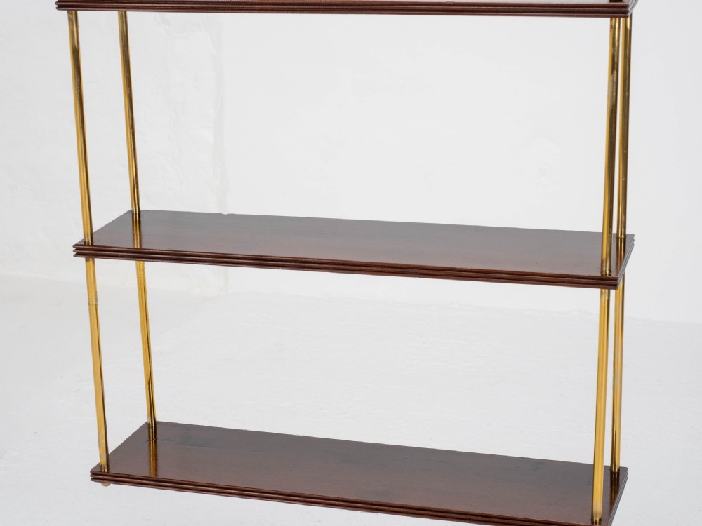 Regency Mahogany & Brass Small Wall Hanging Shelves (Georgian) View IV