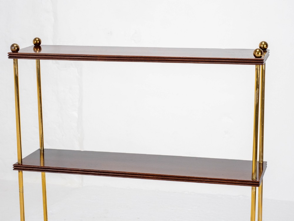 Regency Mahogany & Brass Small Wall Hanging Shelves (Georgian) View V