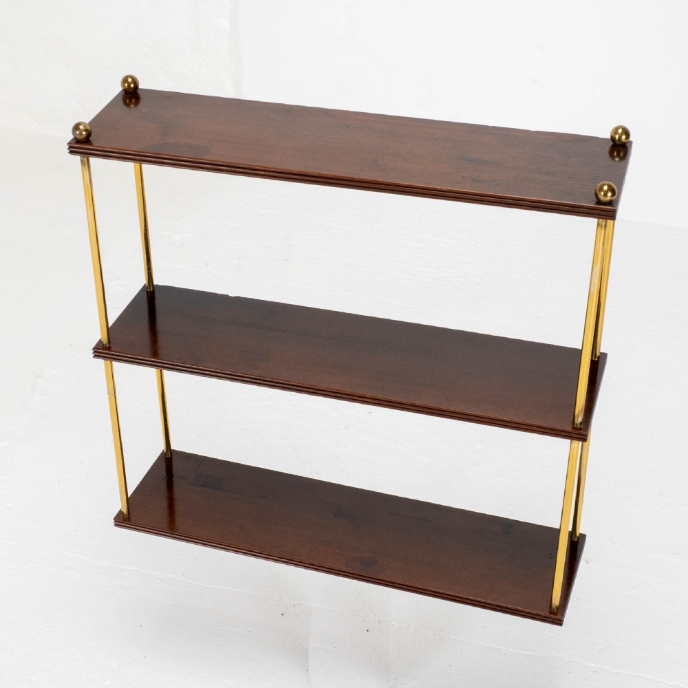 Regency Mahogany & Brass Small Wall Hanging Shelves (Georgian) View VI