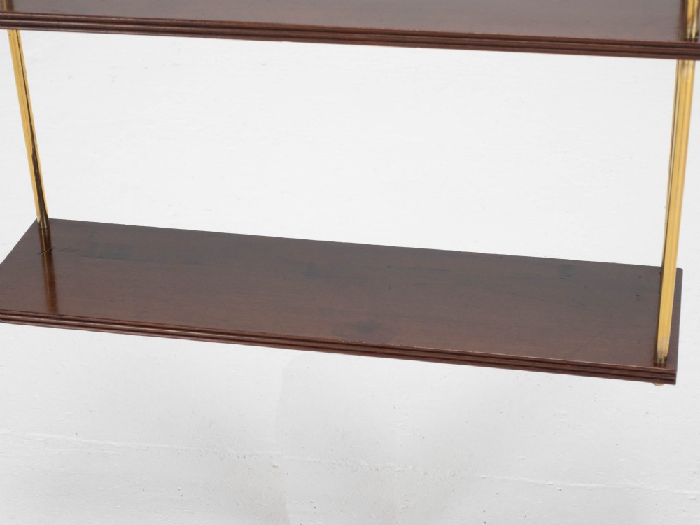 Regency Mahogany & Brass Small Wall Hanging Shelves (Georgian) View VII