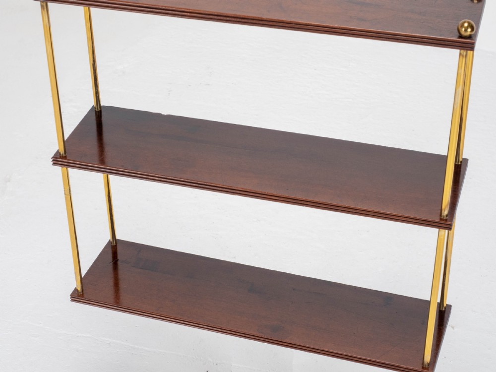 Regency Mahogany & Brass Small Wall Hanging Shelves (Georgian) View VIII