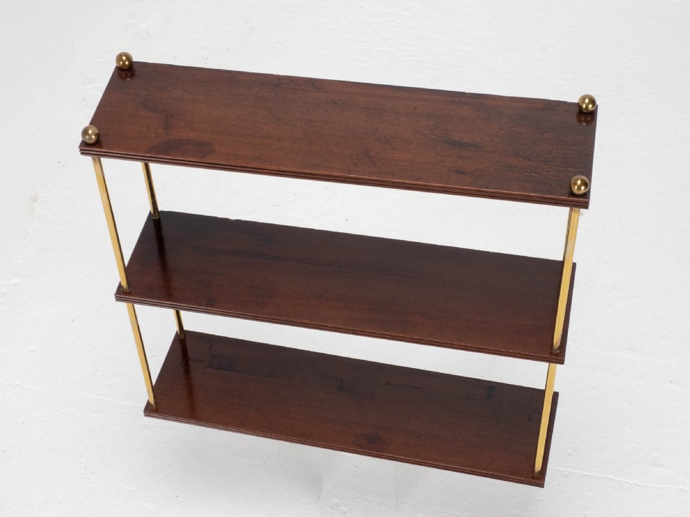 Regency Mahogany & Brass Small Wall Hanging Shelves (Georgian) View IX