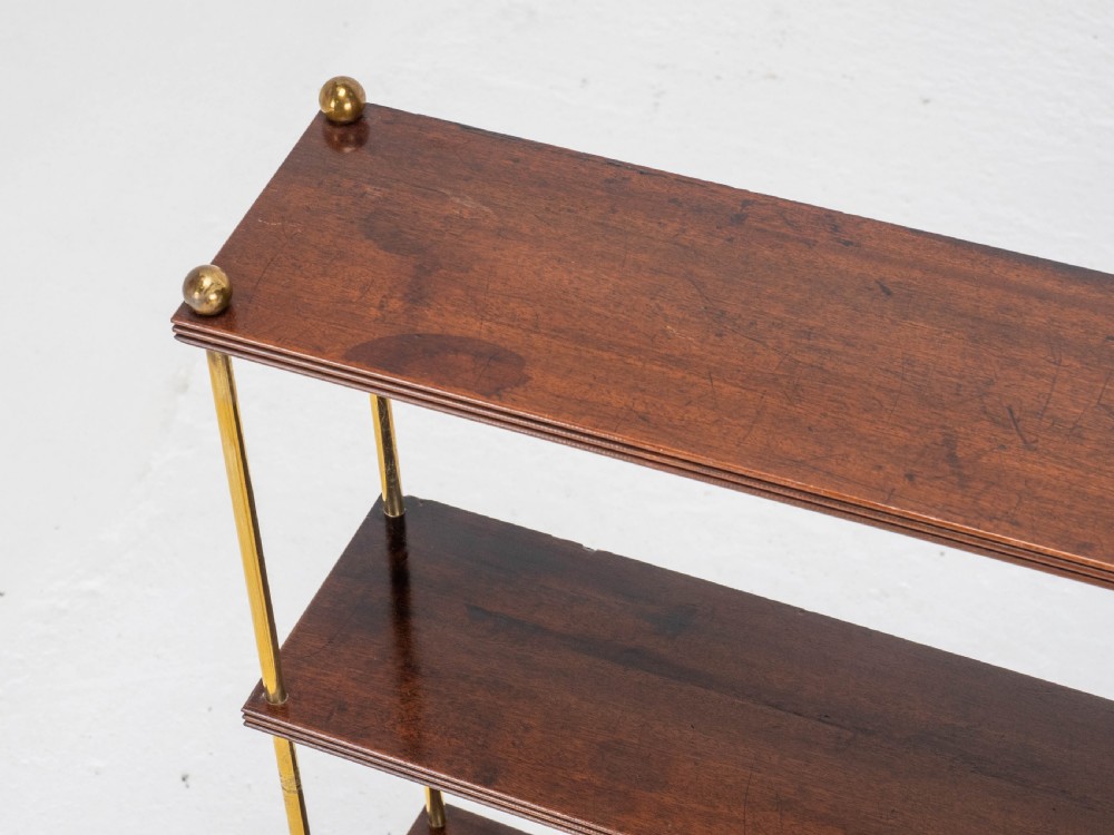 Regency Mahogany & Brass Small Wall Hanging Shelves (Georgian) View XII