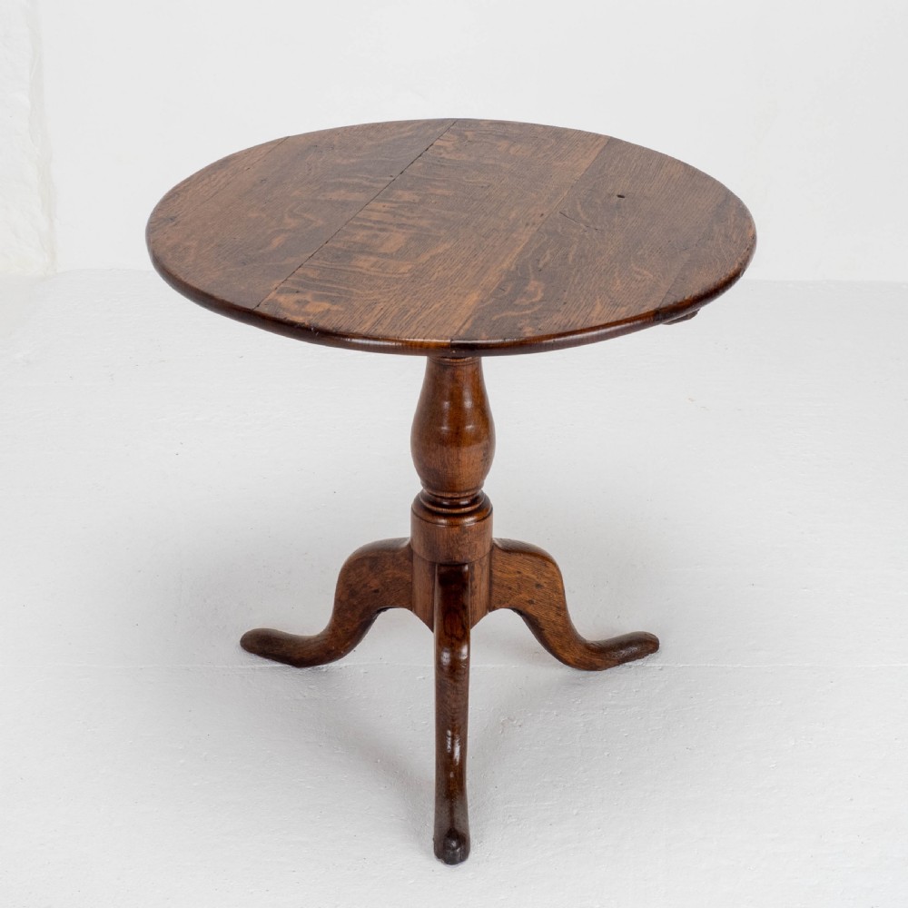 George II Oak Tilt Top Country Tripod Supper Table (Georgian) View II