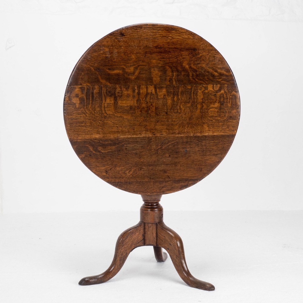 George II Oak Tilt Top Country Tripod Supper Table (Georgian) View III