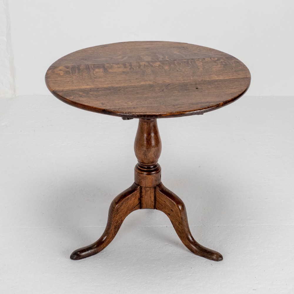 George II Oak Tilt Top Country Tripod Supper Table (Georgian) View V