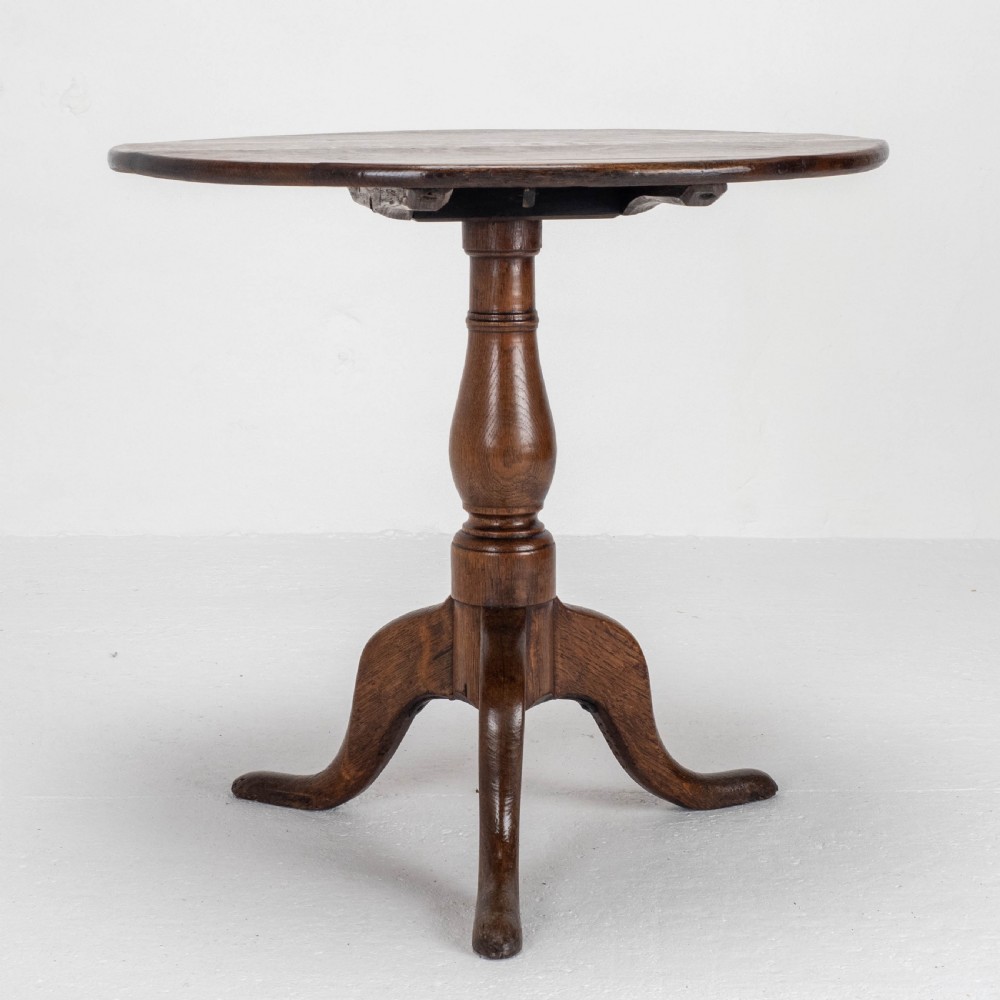 George II Oak Tilt Top Country Tripod Supper Table (Georgian) View IX