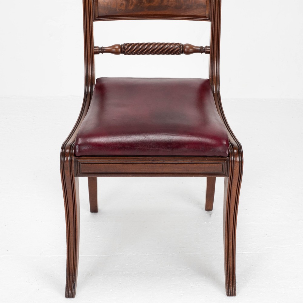 Regency Mahogany Leather Set of 6 Rope Back Dining Chairs (Georgian) View XI