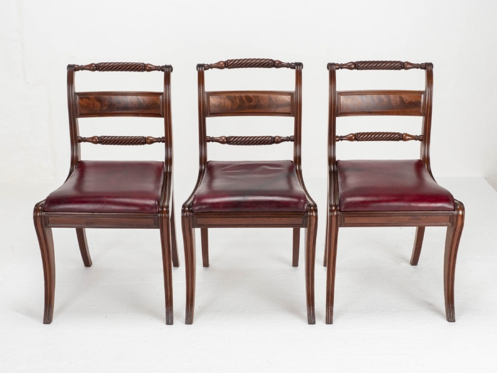 Regency Mahogany Leather Set of 6 Rope Back Dining Chairs (Georgian) View XVIII