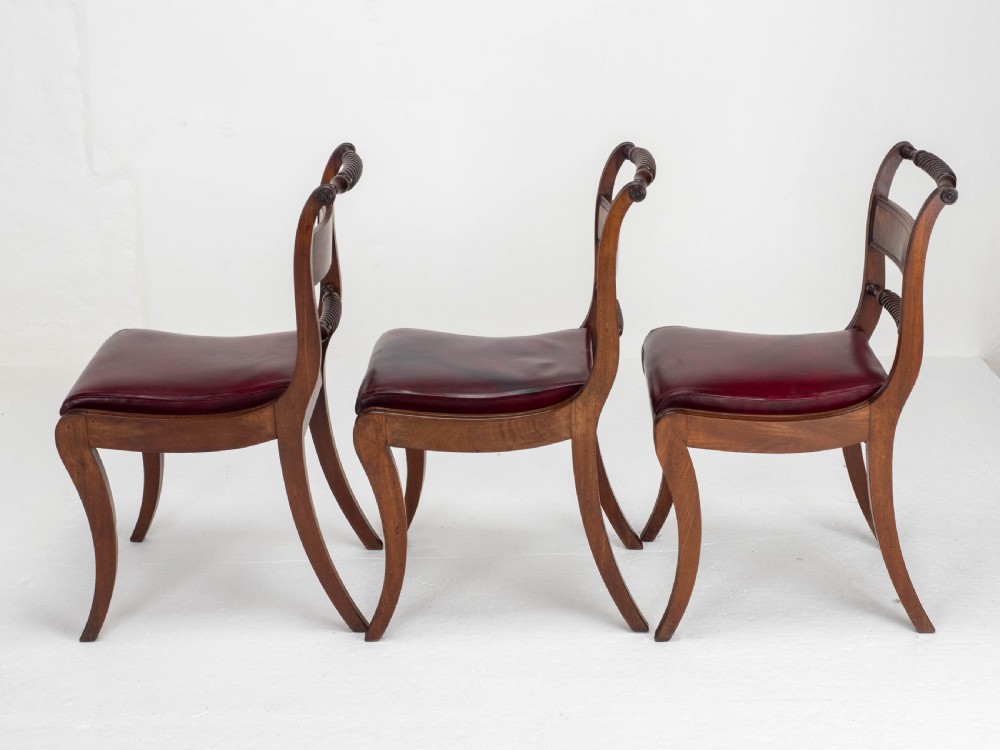 Regency Mahogany Leather Set of 6 Rope Back Dining Chairs (Georgian) View XXI
