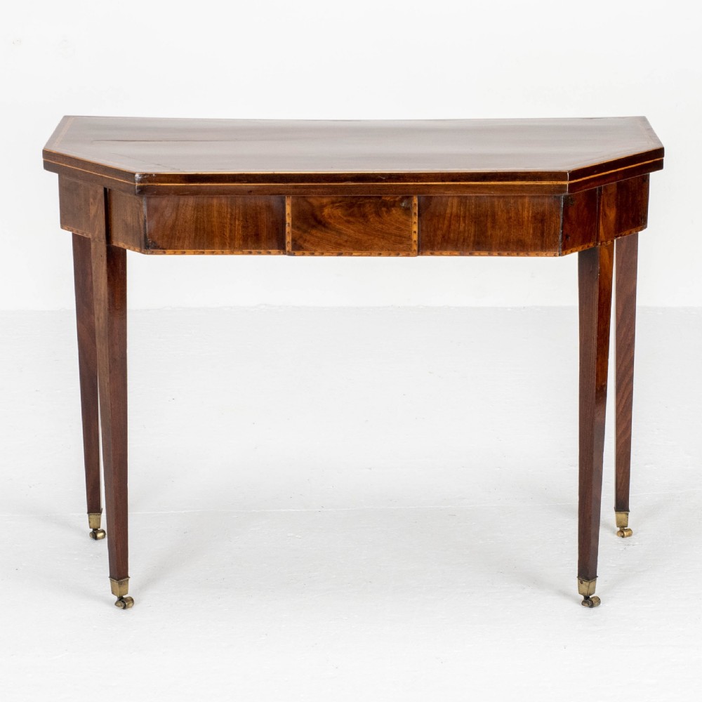Georgian Mahogany Inlaid Console / Fold Over Card Games Table (George III) View II