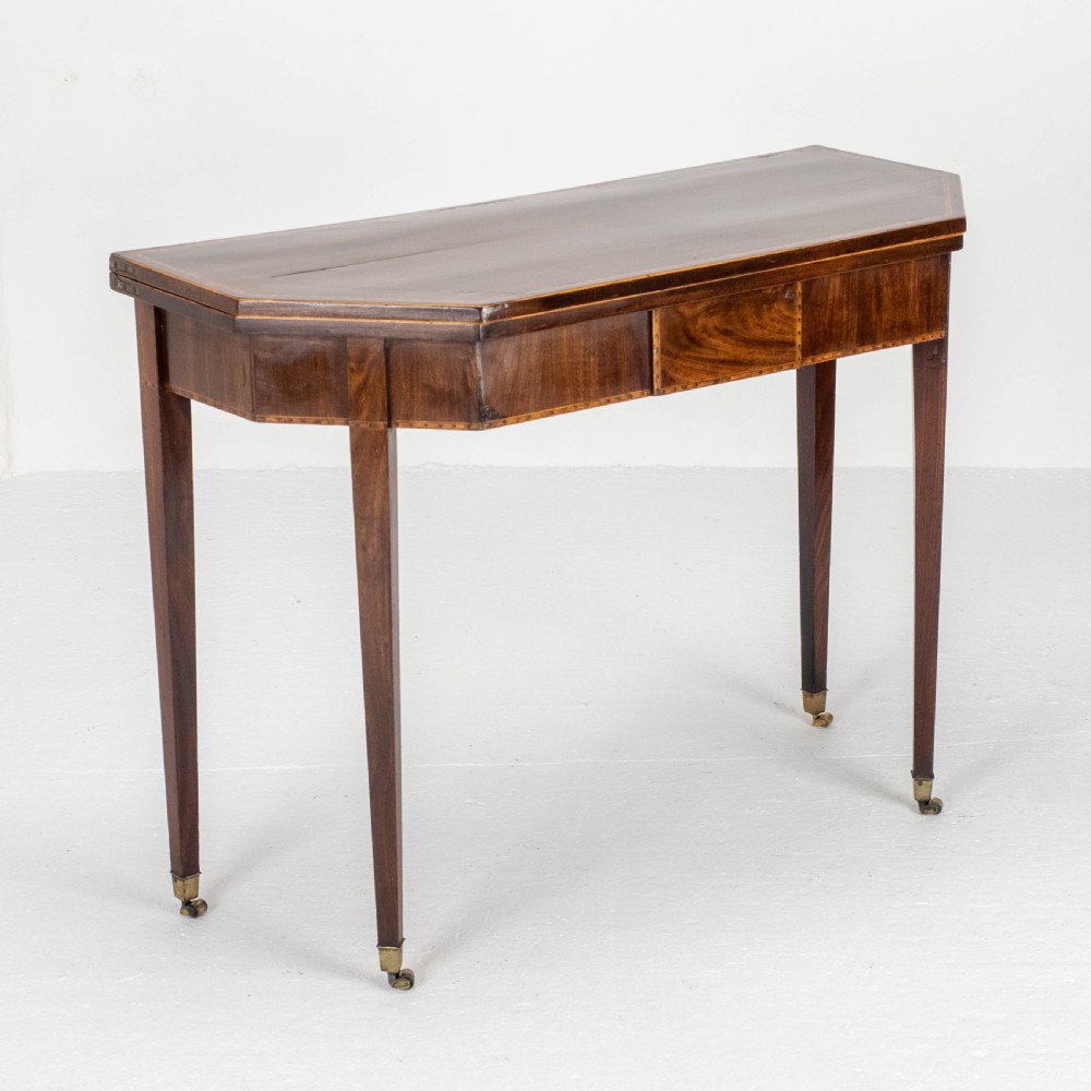 Georgian Mahogany Inlaid Console / Fold Over Card Games Table (George III) View III