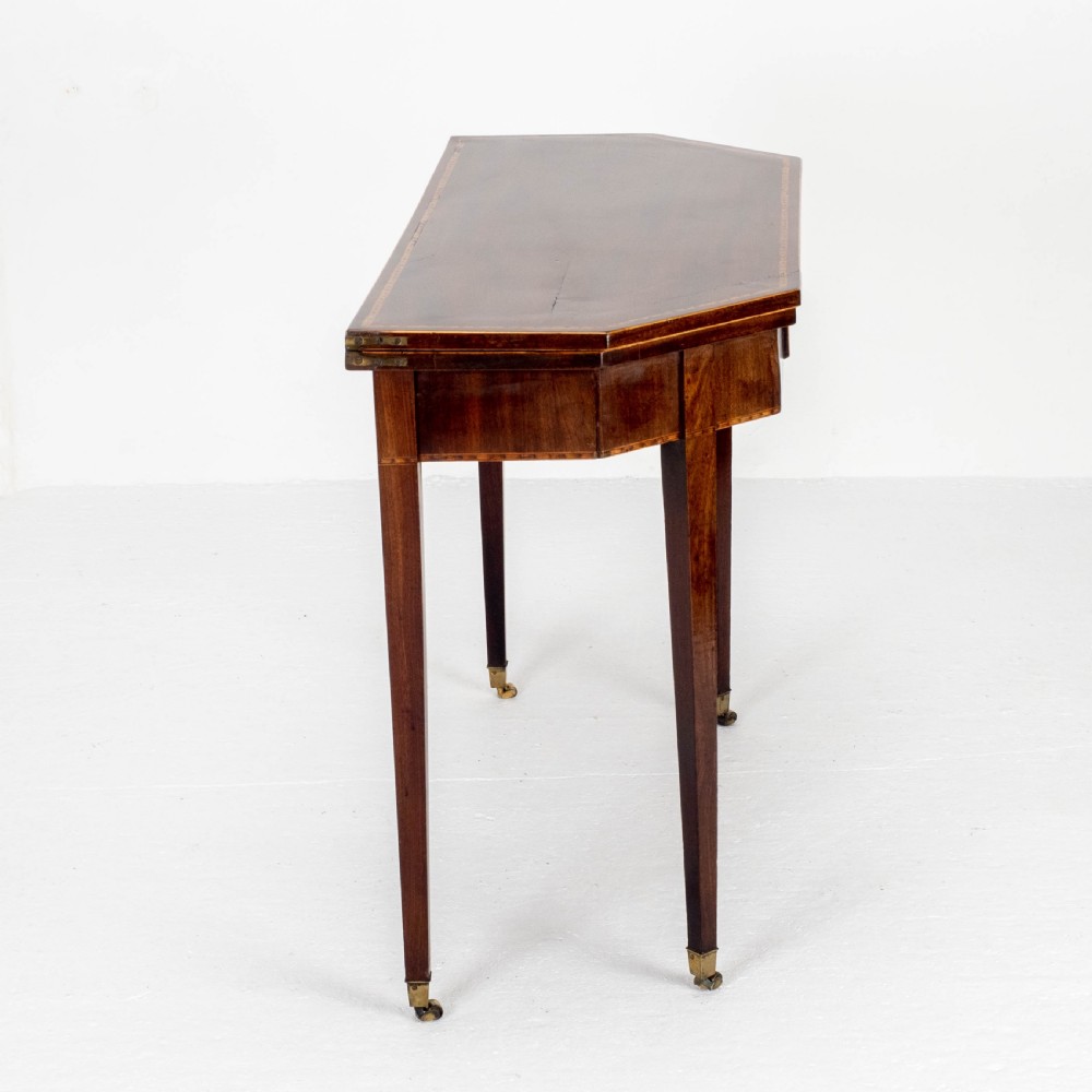 Georgian Mahogany Inlaid Console / Fold Over Card Games Table (George III) View IV