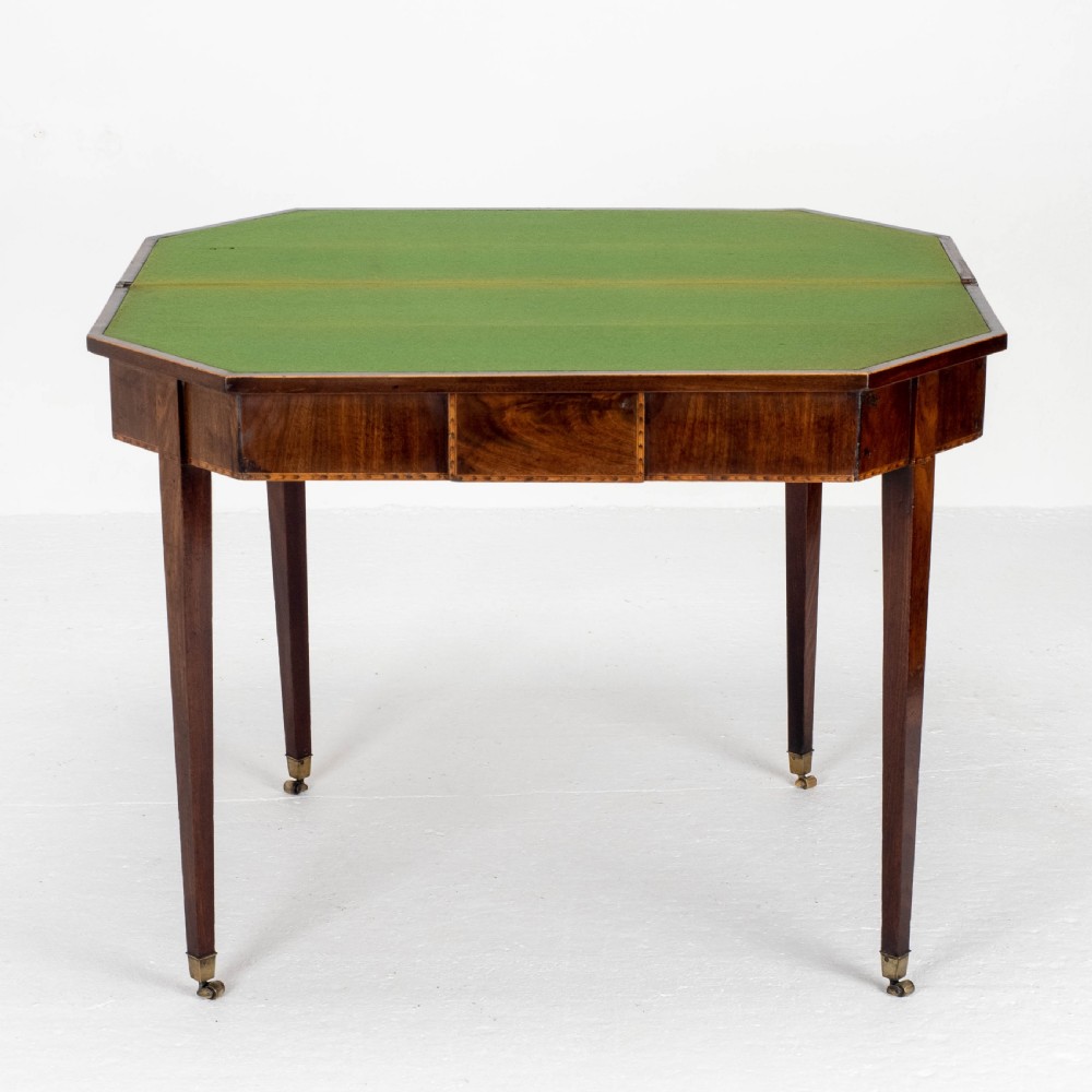 Georgian Mahogany Inlaid Console / Fold Over Card Games Table (George III) View VII