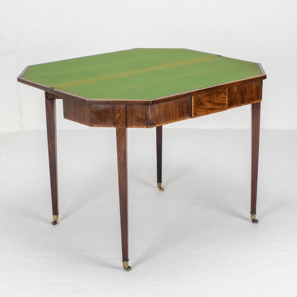 Georgian Mahogany Inlaid Console / Fold Over Card Games Table (George III) View VIII