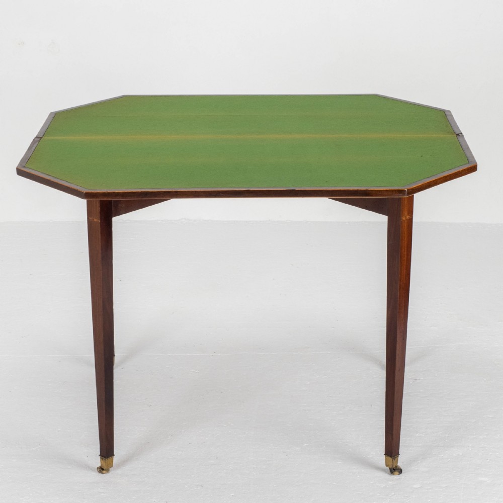 Georgian Mahogany Inlaid Console / Fold Over Card Games Table (George III) View IX