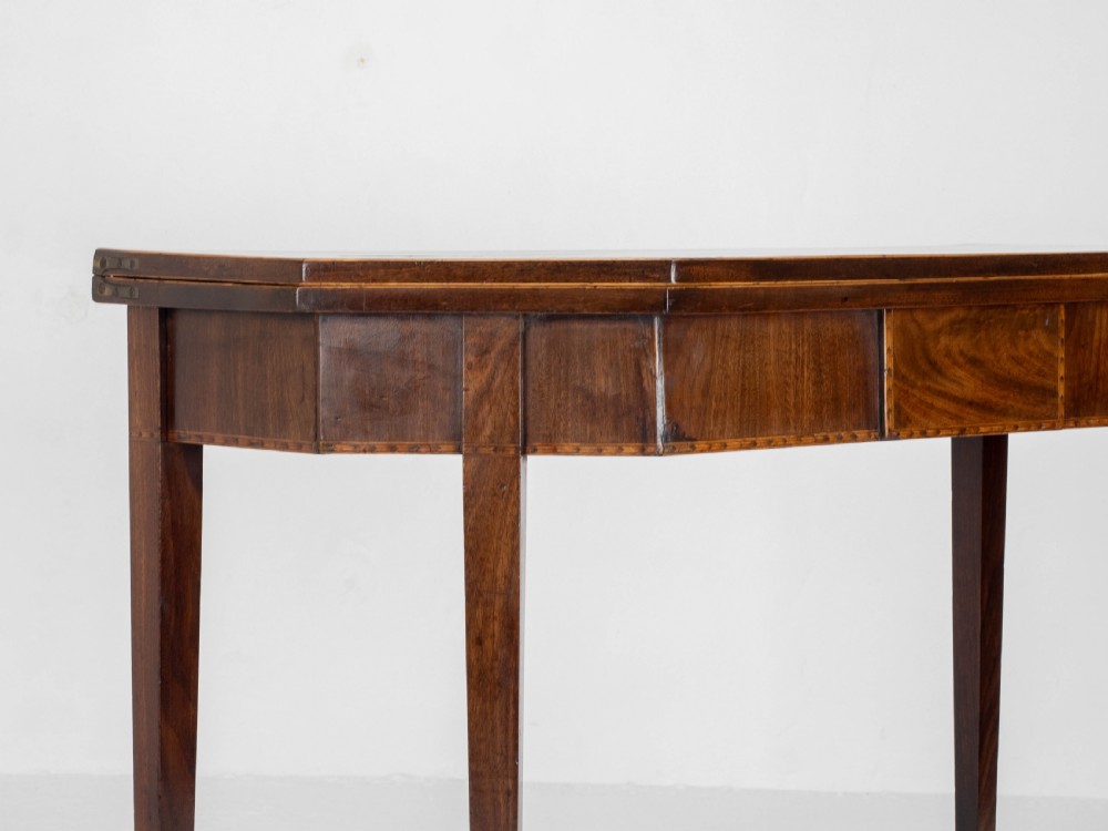 Georgian Mahogany Inlaid Console / Fold Over Card Games Table (George III) View XVI