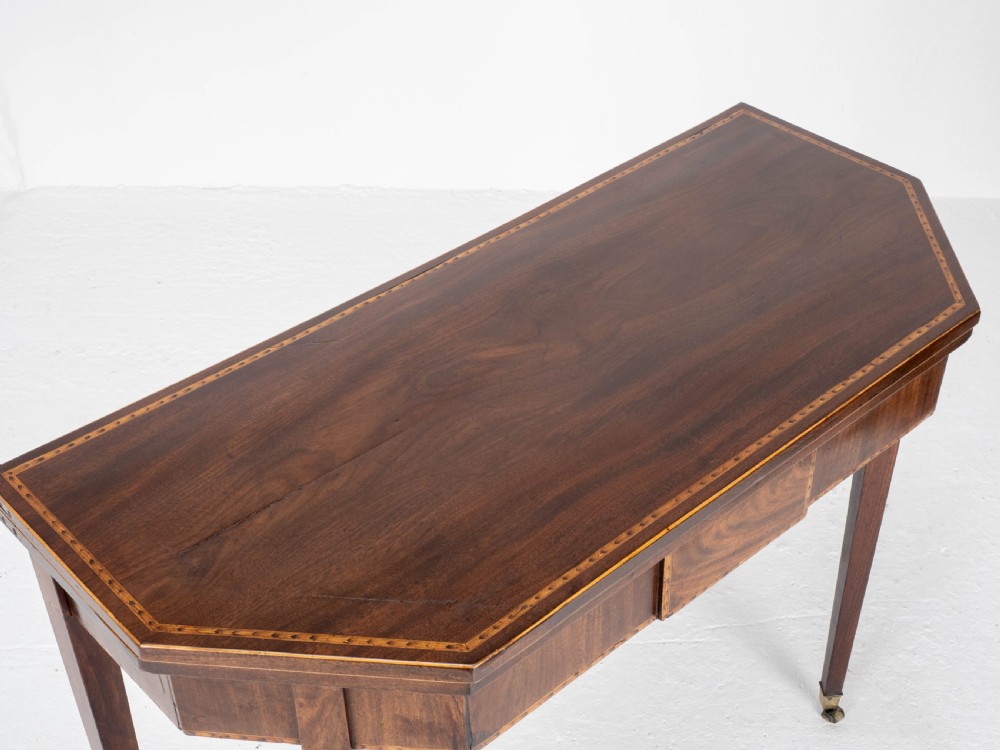 Georgian Mahogany Inlaid Console / Fold Over Card Games Table (George III) View XVII