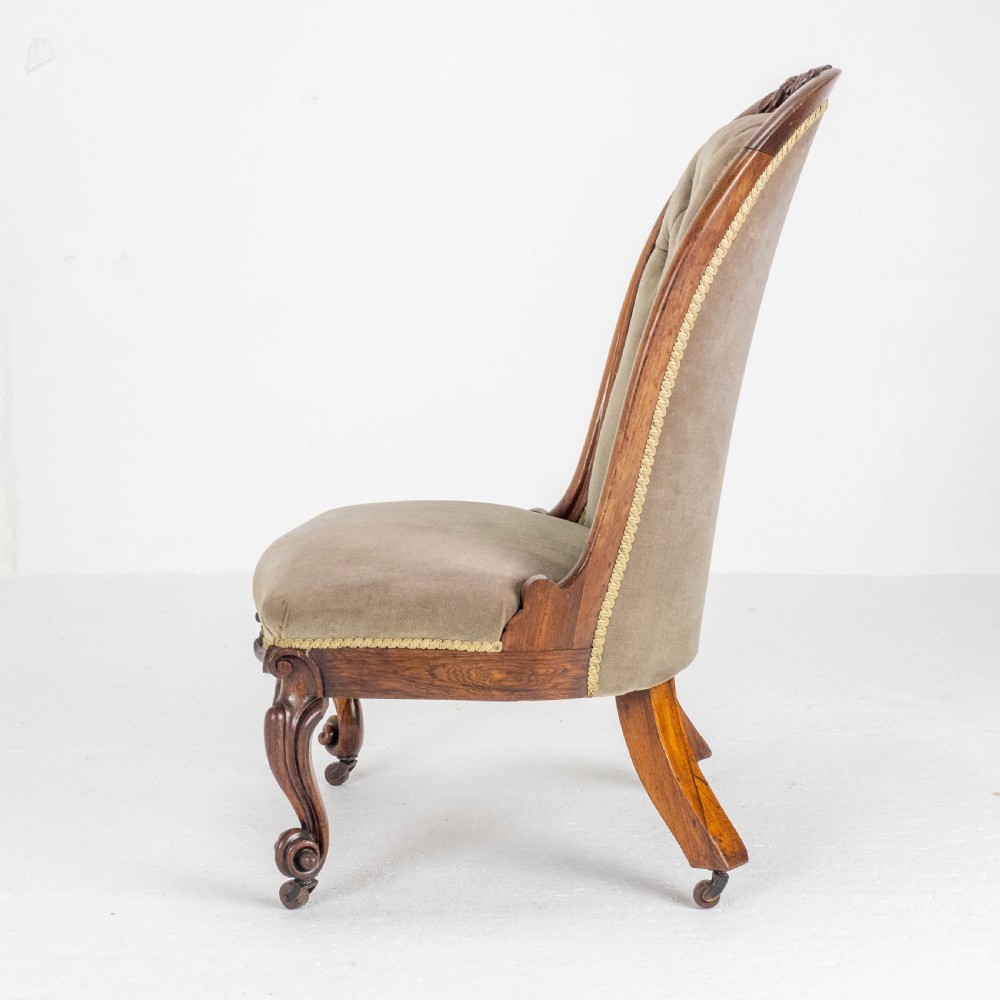 Victorian Rosewood Upholstered Nursing/Bedroom Chair C1860 View IX