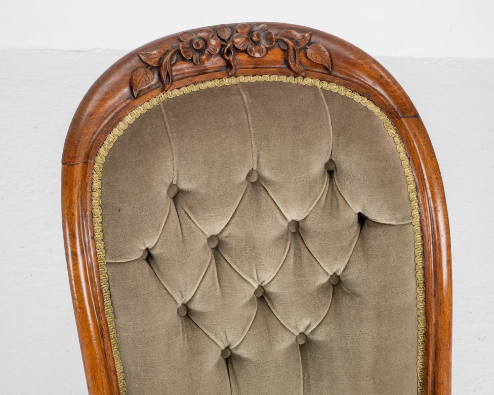 Victorian Rosewood Upholstered Nursing/Bedroom Chair C1860 View XII