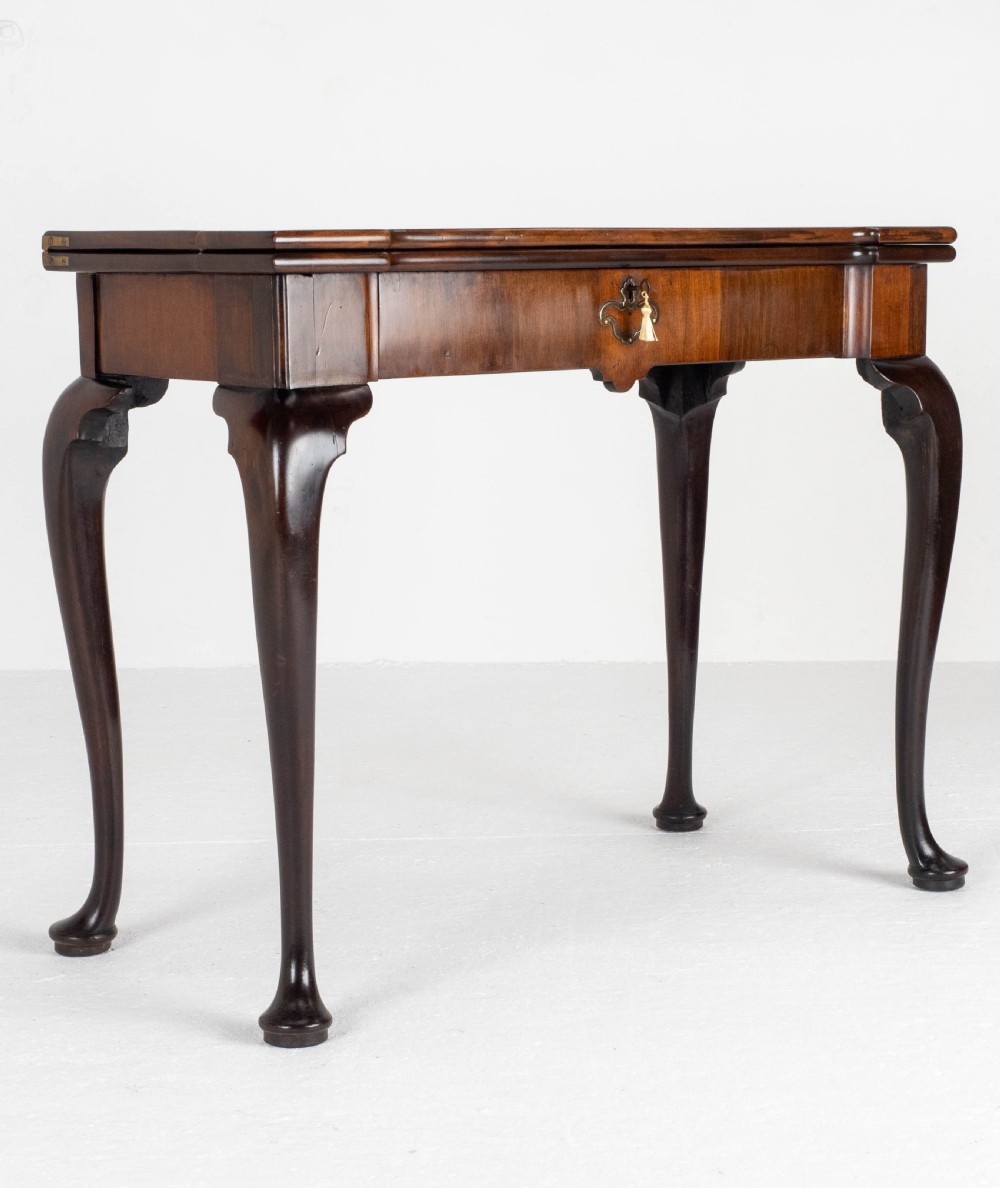 George II Cabriole Leg Pad Foot Mahogany Console / Foldover Games Table C1740
