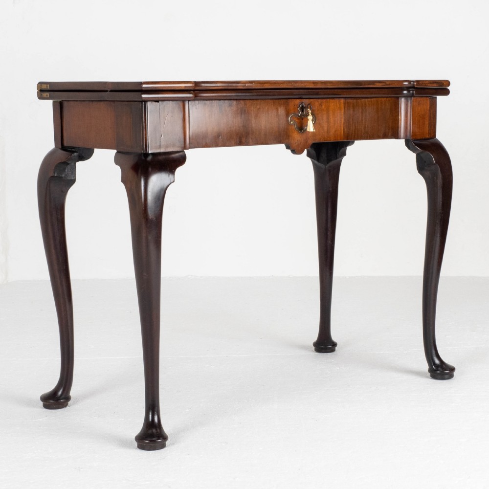 George II Cabriole Leg Pad Foot Mahogany Console / Foldover Games Table C1740 View II