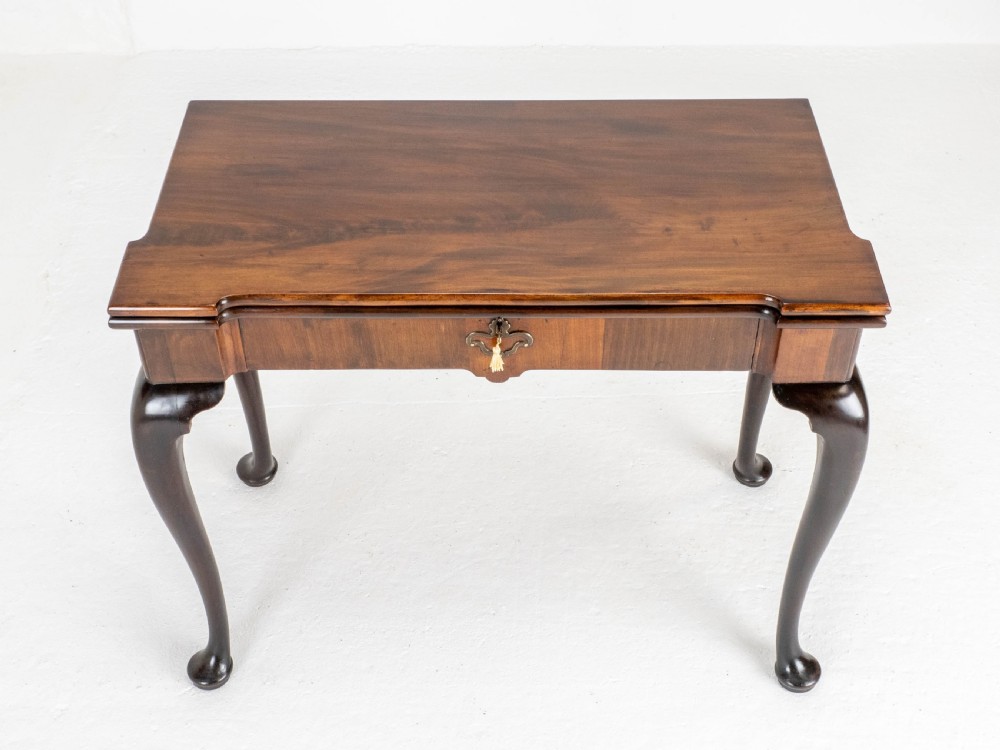George II Cabriole Leg Pad Foot Mahogany Console / Foldover Games Table C1740 View V