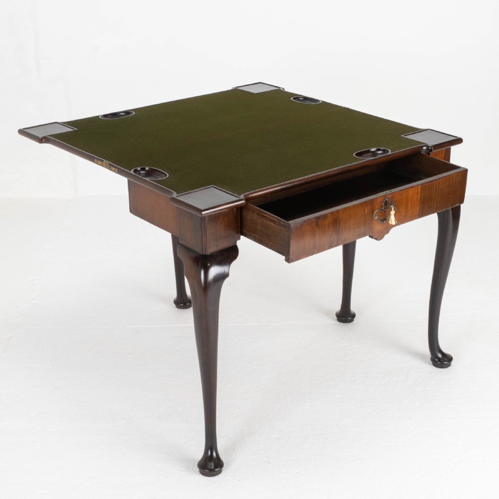 George II Cabriole Leg Pad Foot Mahogany Console / Foldover Games Table C1740 View X