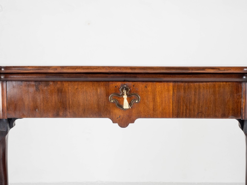 George II Cabriole Leg Pad Foot Mahogany Console / Foldover Games Table C1740 View XV
