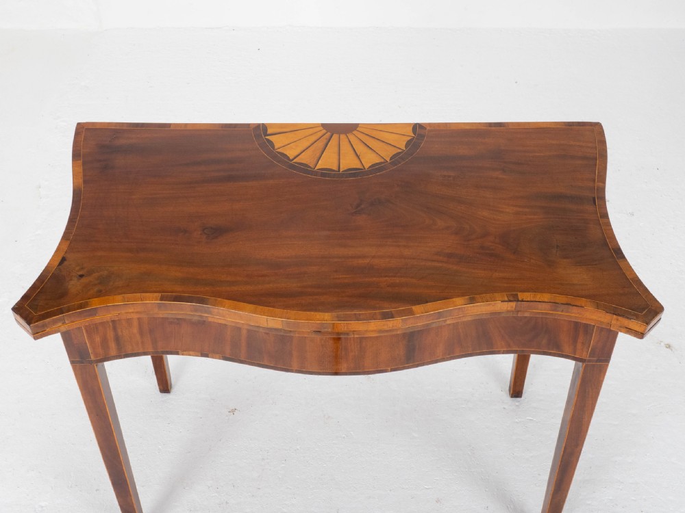 George III Mahogany Serpentine Fronted Console Games Table (Georgian) View XII