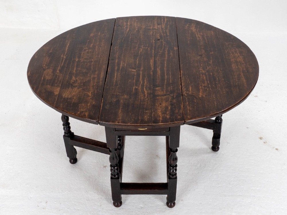 C1700 Dark Oak Small Gateleg Country Dining Table (Late C17th Early C18th) View II