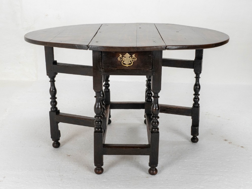 C1700 Dark Oak Small Gateleg Country Dining Table (Late C17th Early C18th) View III