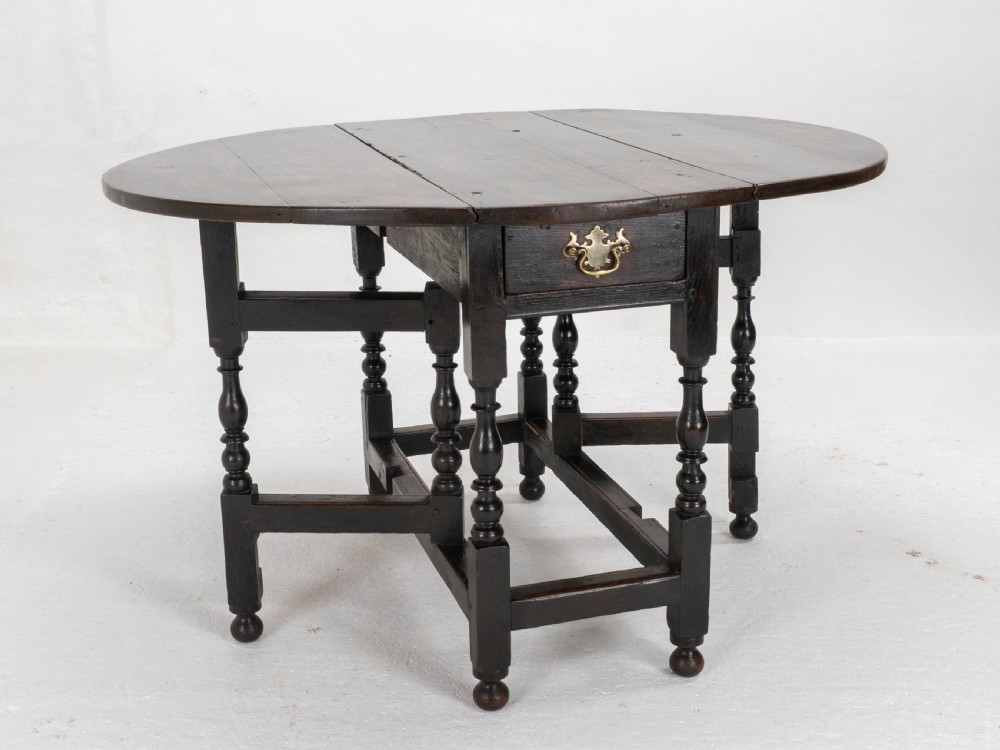 C1700 Dark Oak Small Gateleg Country Dining Table (Late C17th Early C18th) View V