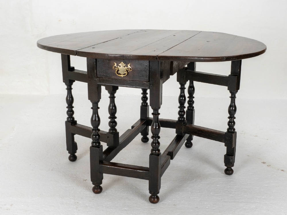 C1700 Dark Oak Small Gateleg Country Dining Table (Late C17th Early C18th) View VI