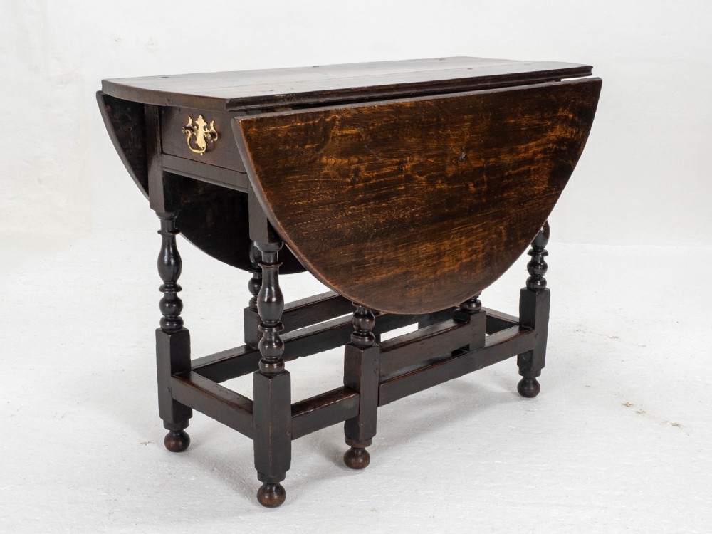 C1700 Dark Oak Small Gateleg Country Dining Table (Late C17th Early C18th) View VII
