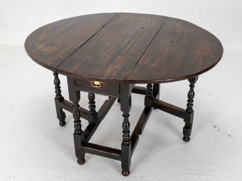 C1700 Dark Oak Small Gateleg Country Dining Table (Late C17th Early C18th) View VIII